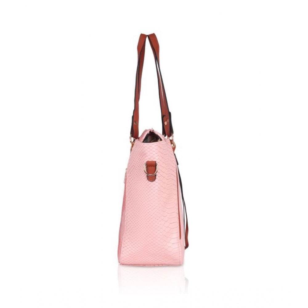 Generic Women's Faux Leather Textured Tote Bag (Pink) - MYLUXURY LANE ENTERPRISE