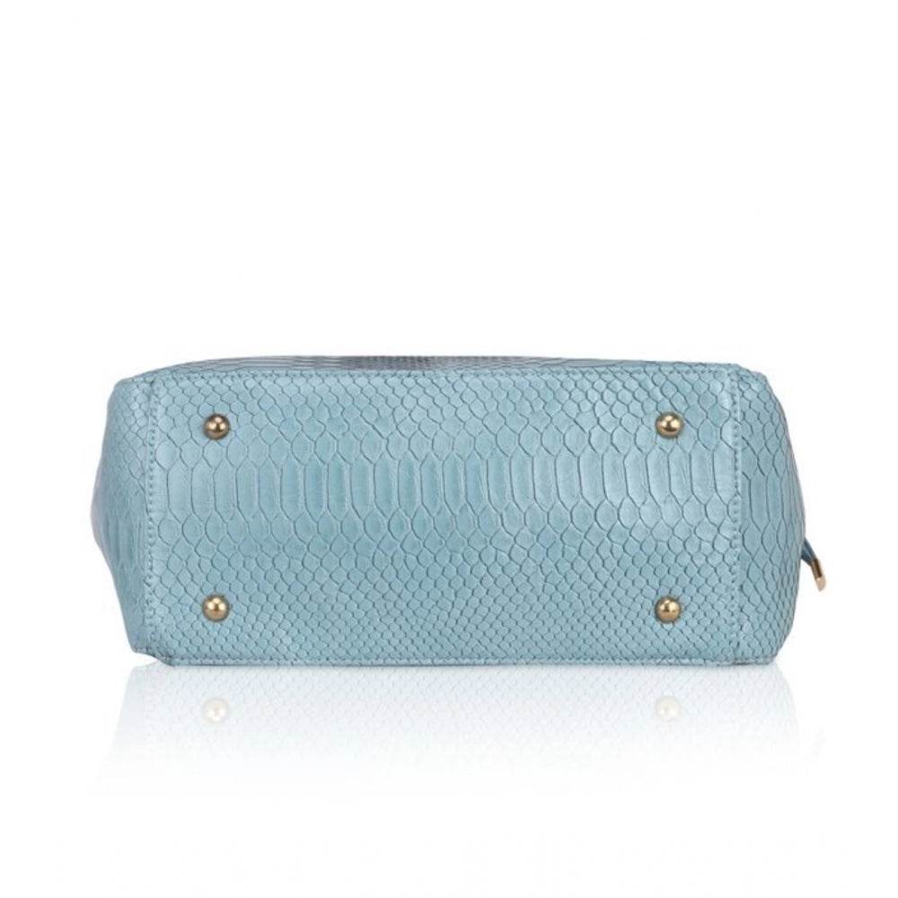 Generic Women's Faux Leather Textured Tote Bag (Blue) - MYLUXURY LANE ENTERPRISE