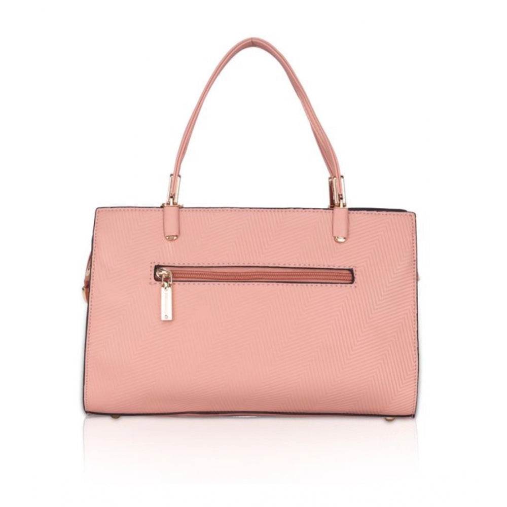 Generic Women's Faux Leather Textured Adjustable Long Belt Handbag (Pink) - MYLUXURY LANE ENTERPRISE