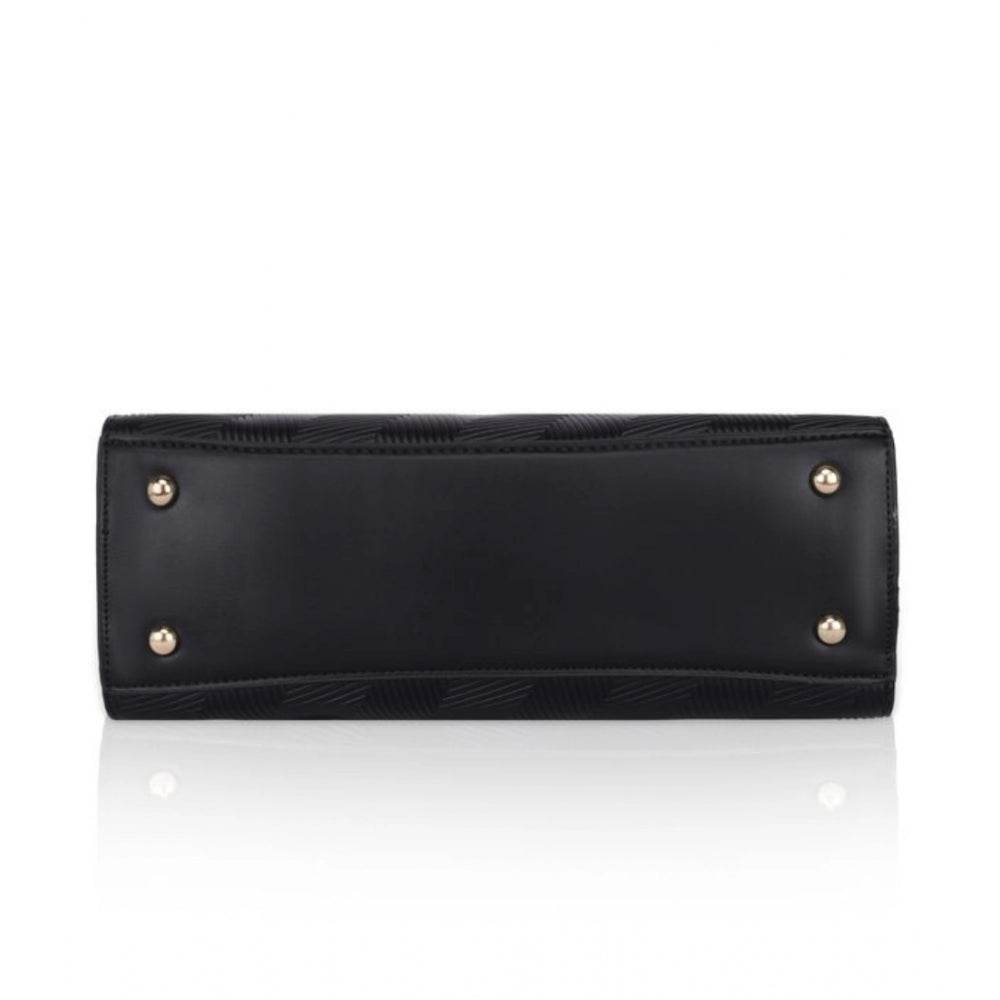 Generic Women's Faux Leather Textured Adjustable Long Belt Handbag (Black) - MYLUXURY LANE ENTERPRISE