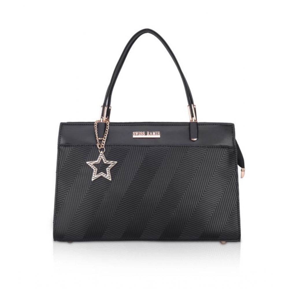 Generic Women's Faux Leather Textured Adjustable Long Belt Handbag (Black) - MYLUXURY LANE ENTERPRISE