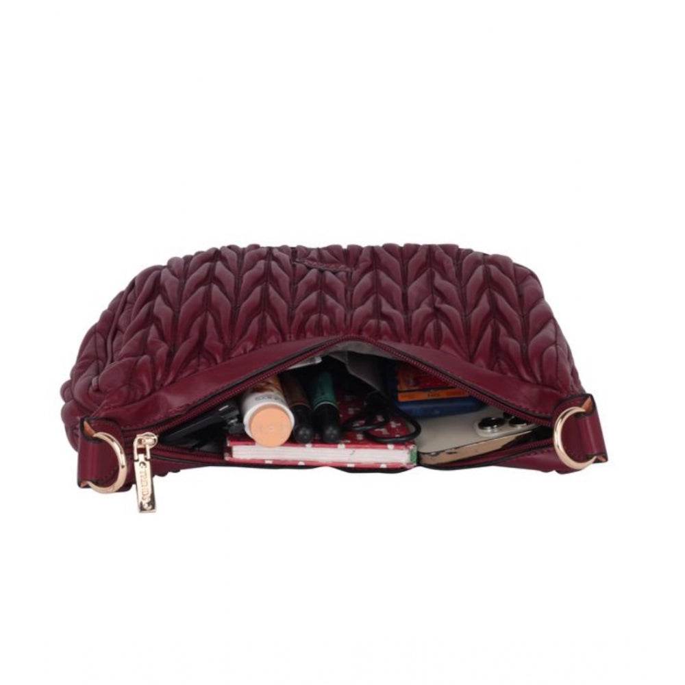 Generic Women's Faux Leather Textured Handbag (Red) - MYLUXURY LANE ENTERPRISE