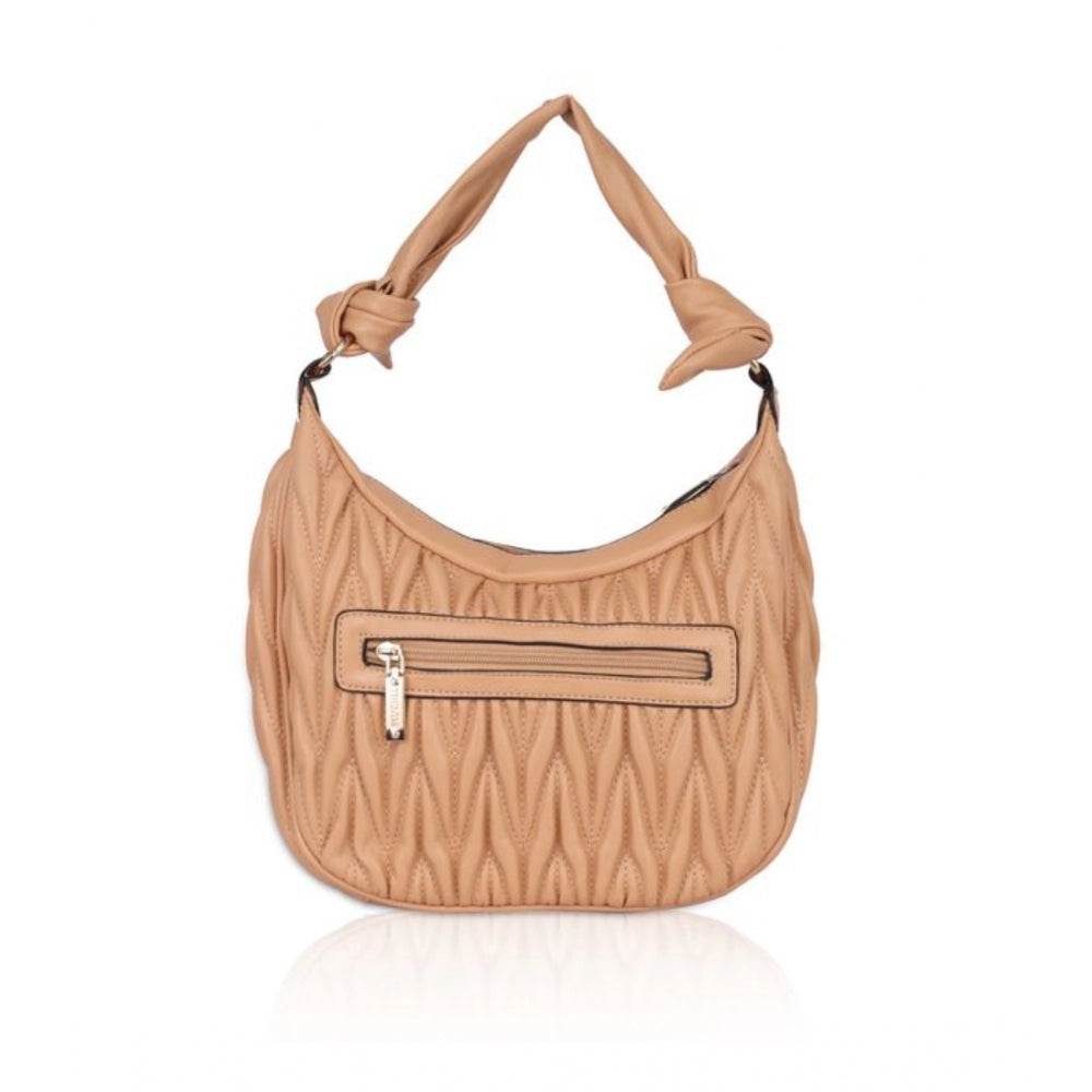 Generic Women's Faux Leather Textured Handbag (Beige) - MYLUXURY LANE ENTERPRISE