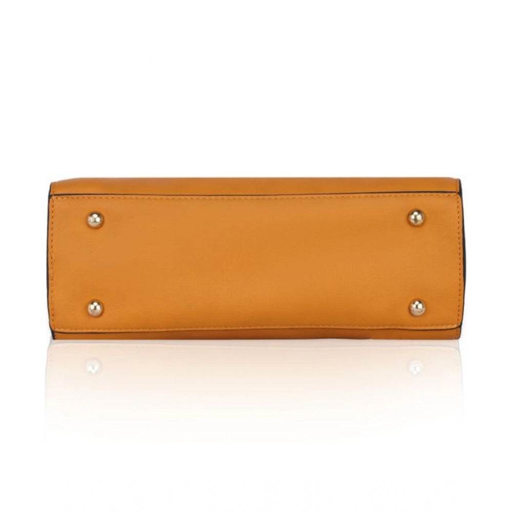 Generic Women's Faux Leather Solid Handbag (Yellow) - MYLUXURY LANE ENTERPRISE