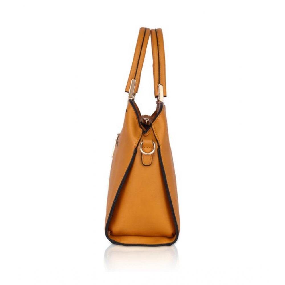 Generic Women's Faux Leather Solid Handbag (Yellow) - MYLUXURY LANE ENTERPRISE