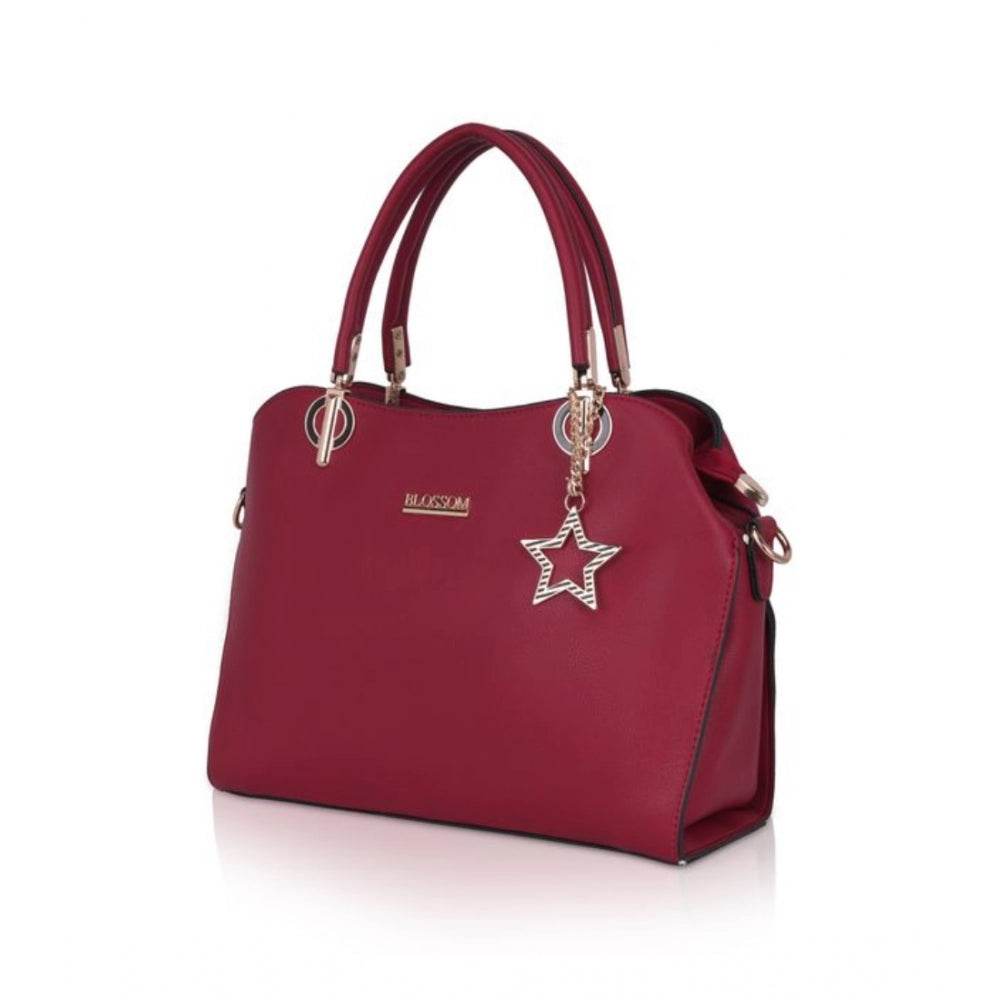 Generic Women's Faux Leather Solid Handbag (Maroon) - MYLUXURY LANE ENTERPRISE