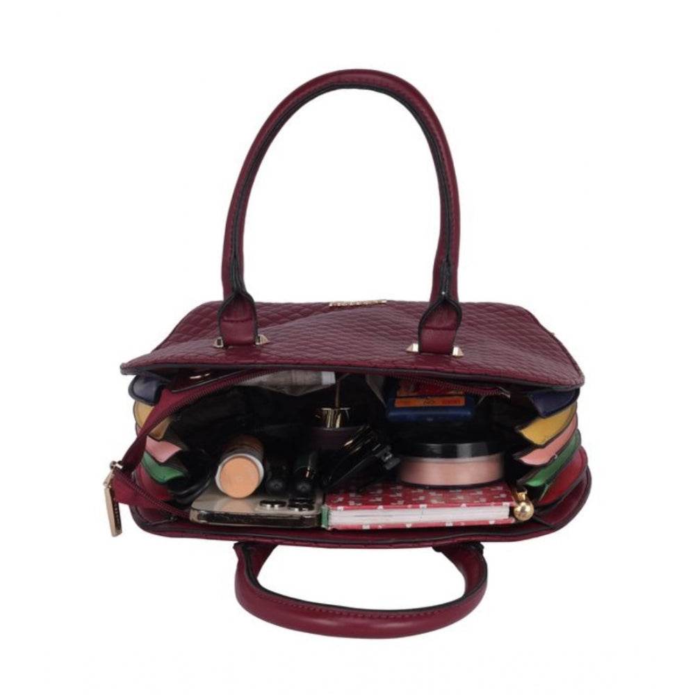 Generic Women's Faux Leather Printed Adjustable Long Belt Handbag (Maroon) - MYLUXURY LANE ENTERPRISE