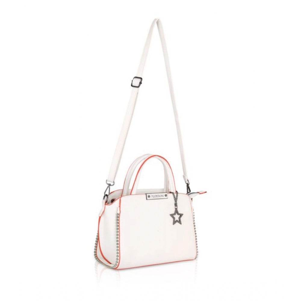 Generic Women's Faux Leather Metal Beads Handbag (White) - MYLUXURY LANE ENTERPRISE