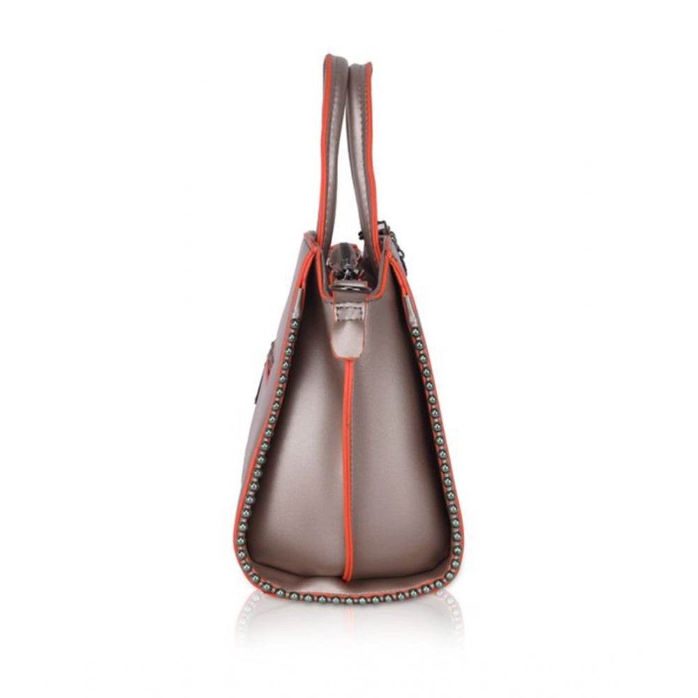 Generic Women's Faux Leather Metal Beads Handbag (Bronze) - MYLUXURY LANE ENTERPRISE
