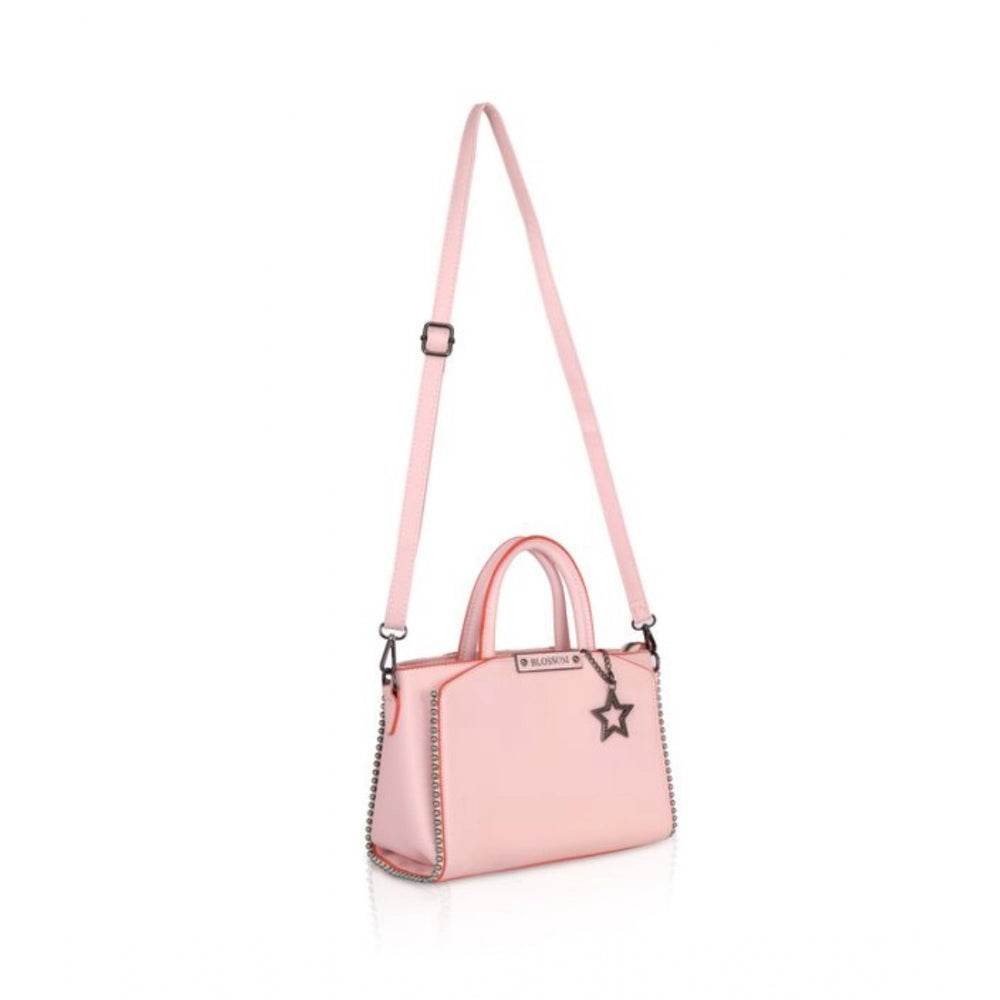 Generic Women's Faux Leather Metal Beads Handbag (Pink) - MYLUXURY LANE ENTERPRISE