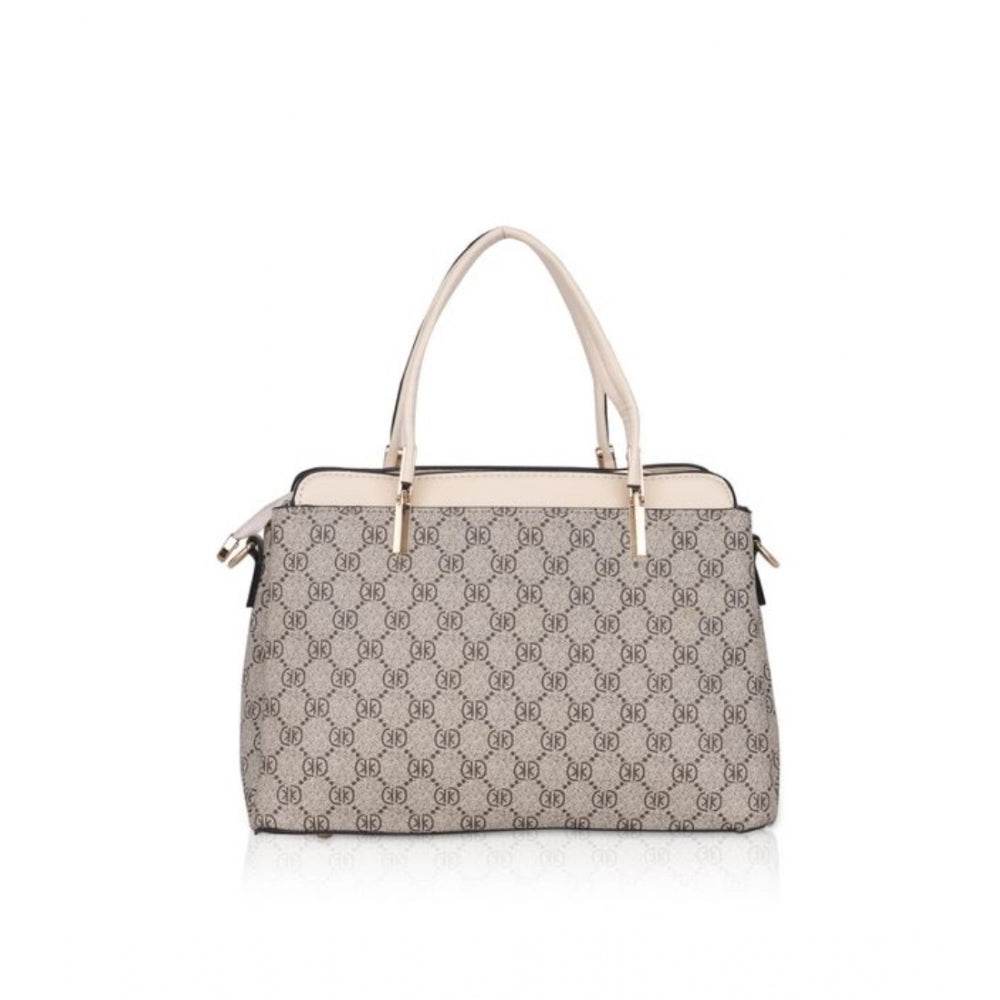 Generic Women's Faux Leather Printed Handbag (Beige) - MYLUXURY LANE ENTERPRISE