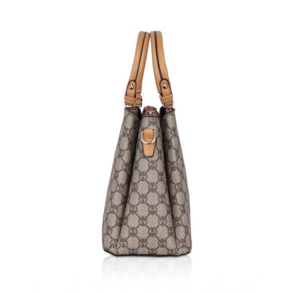 Generic Women's Faux Leather Printed Handbag (Camel) - MYLUXURY LANE ENTERPRISE