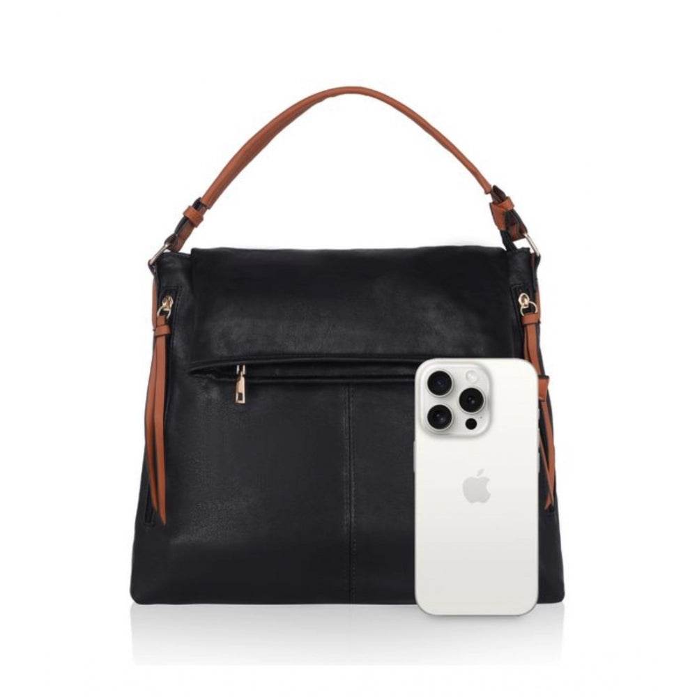 Generic Women's Faux Leather Solid Sling Bag (Black) - MYLUXURY LANE ENTERPRISE