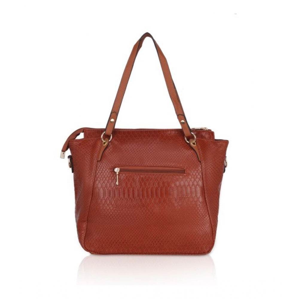 Generic Women's Faux Leather Textured Tote Bag (Brown) - MYLUXURY LANE ENTERPRISE