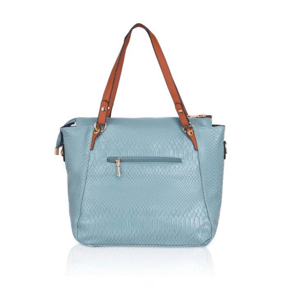 Generic Women's Faux Leather Textured Tote Bag (Blue) - MYLUXURY LANE ENTERPRISE