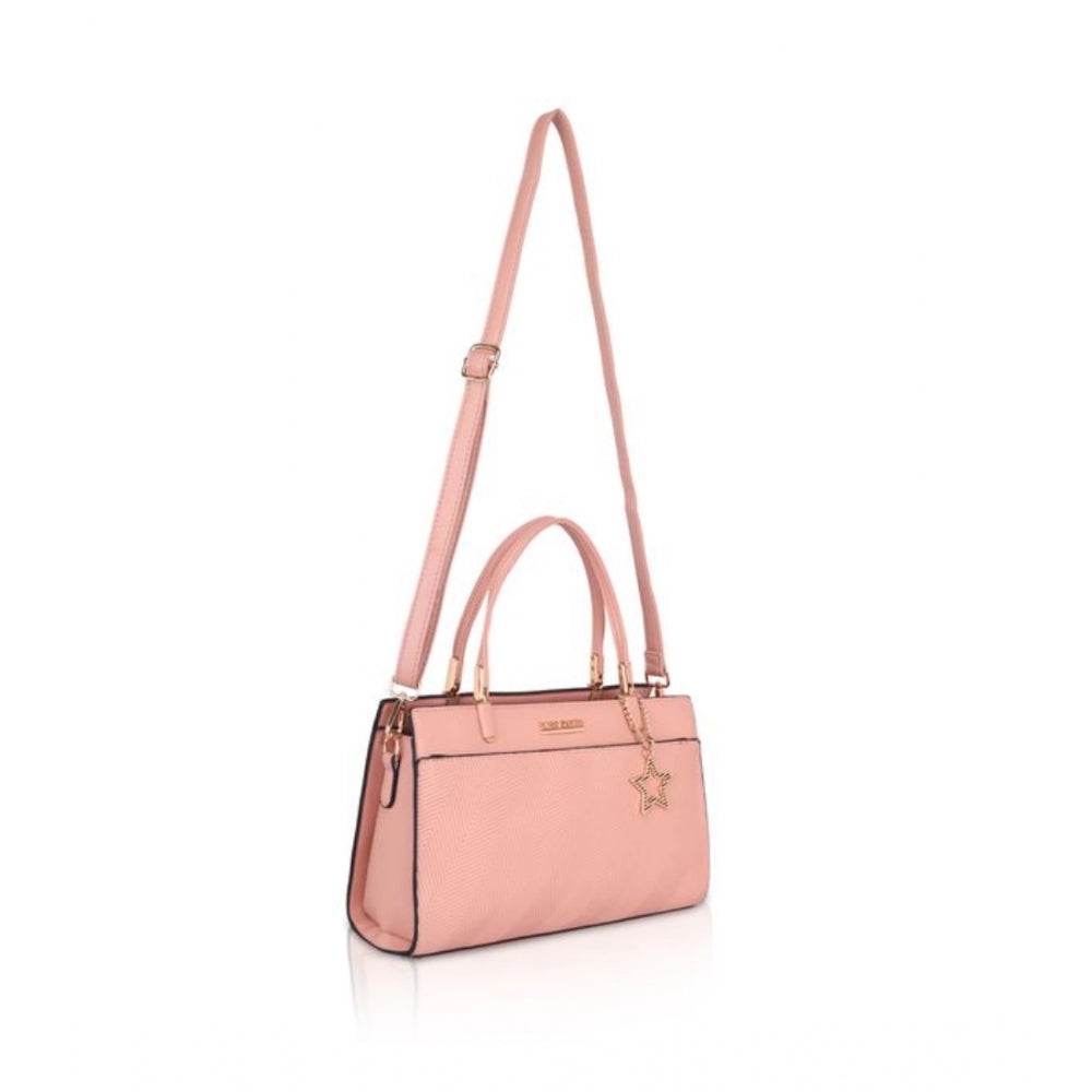 Generic Women's Faux Leather Textured Adjustable Long Belt Handbag (Pink) - MYLUXURY LANE ENTERPRISE