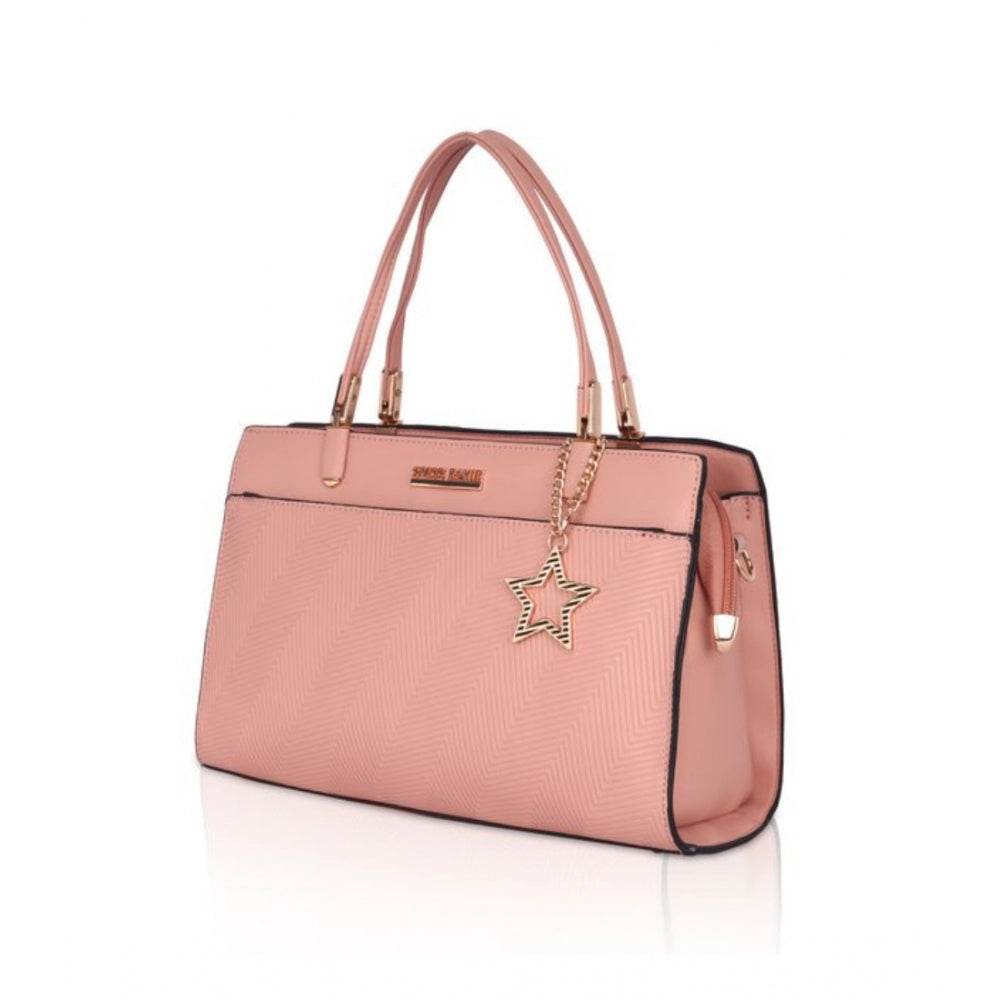 Generic Women's Faux Leather Textured Adjustable Long Belt Handbag (Pink) - MYLUXURY LANE ENTERPRISE