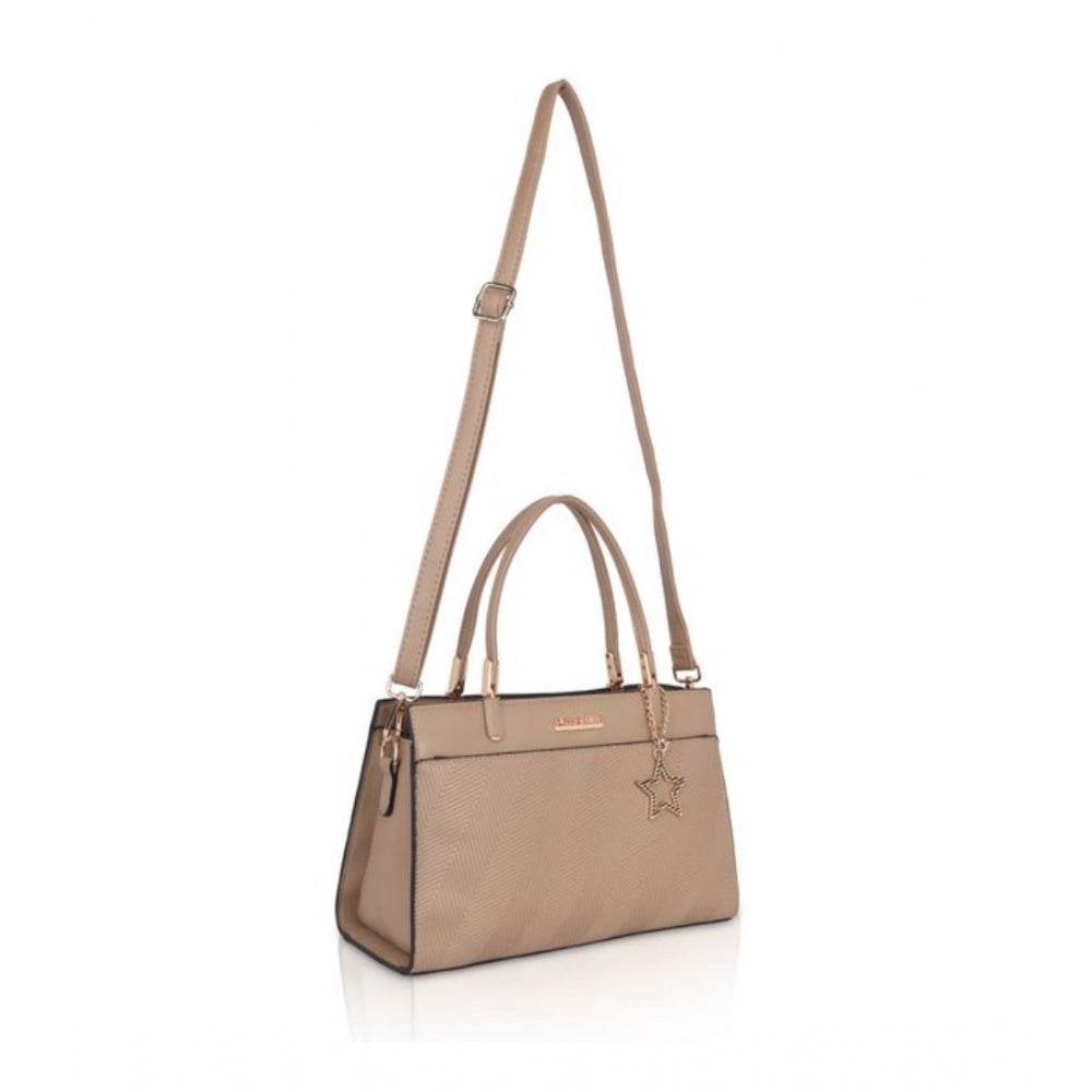 Generic Women's Faux Leather Textured Adjustable Long Belt Handbag (Khaki) - MYLUXURY LANE ENTERPRISE