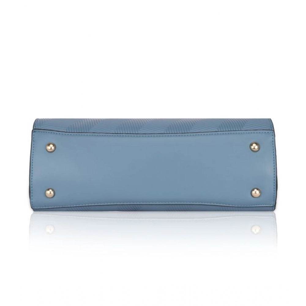 Generic Women's Faux Leather Textured Adjustable Long Belt Handbag (Blue) - MYLUXURY LANE ENTERPRISE