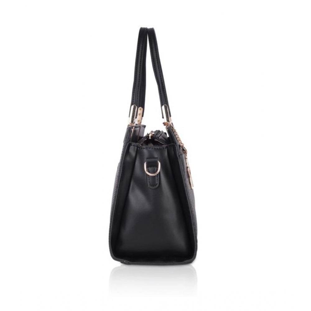 Generic Women's Faux Leather Textured Adjustable Long Belt Handbag (Black) - MYLUXURY LANE ENTERPRISE