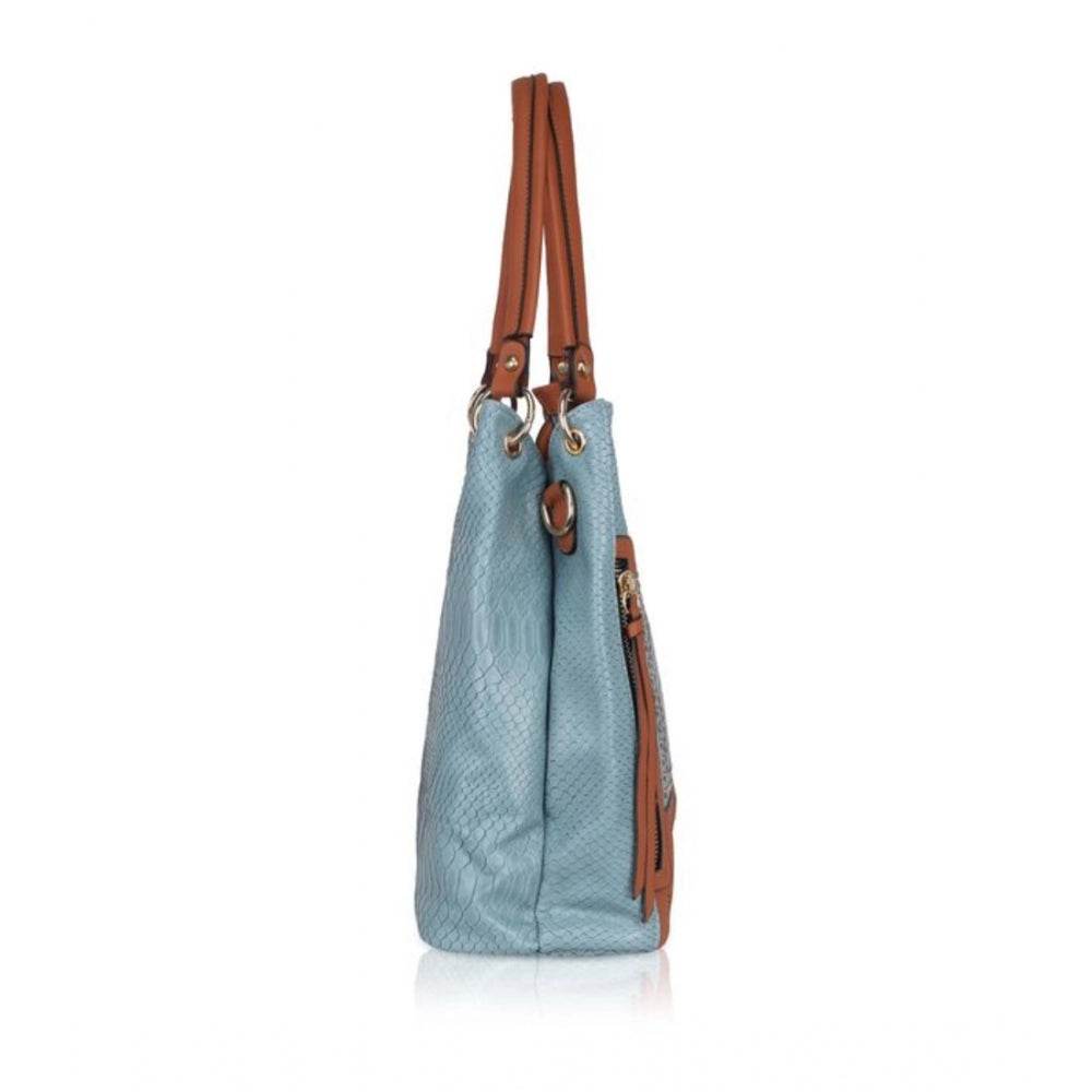 Generic Women's Faux Leather Textured Tote Bag (Grey) - MYLUXURY LANE ENTERPRISE