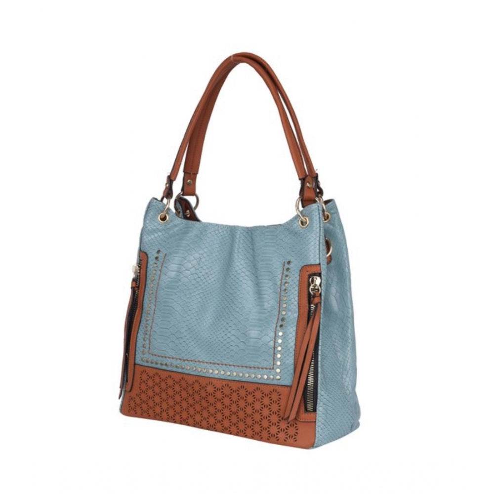 Generic Women's Faux Leather Textured Tote Bag (Grey) - MYLUXURY LANE ENTERPRISE