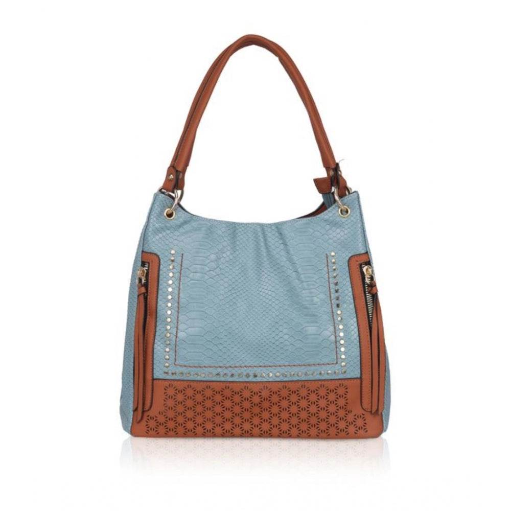 Generic Women's Faux Leather Textured Tote Bag (Grey) - MYLUXURY LANE ENTERPRISE