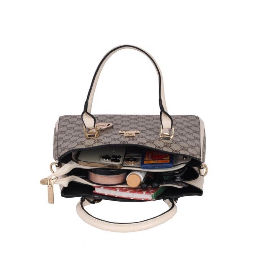 Generic Women's Faux Leather Printed Handbag (Beige) - MYLUXURY LANE ENTERPRISE