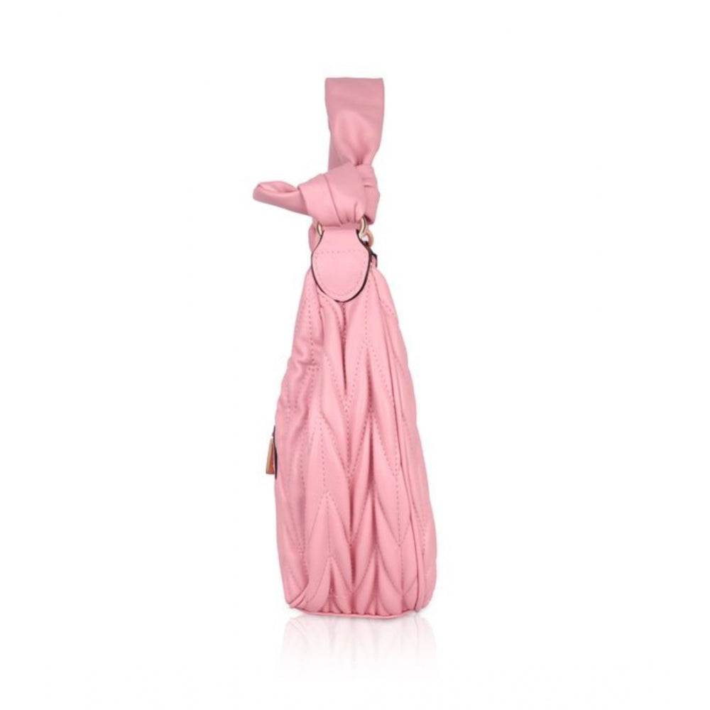 Generic Women's Faux Leather Textured Handbag (Pink) - MYLUXURY LANE ENTERPRISE