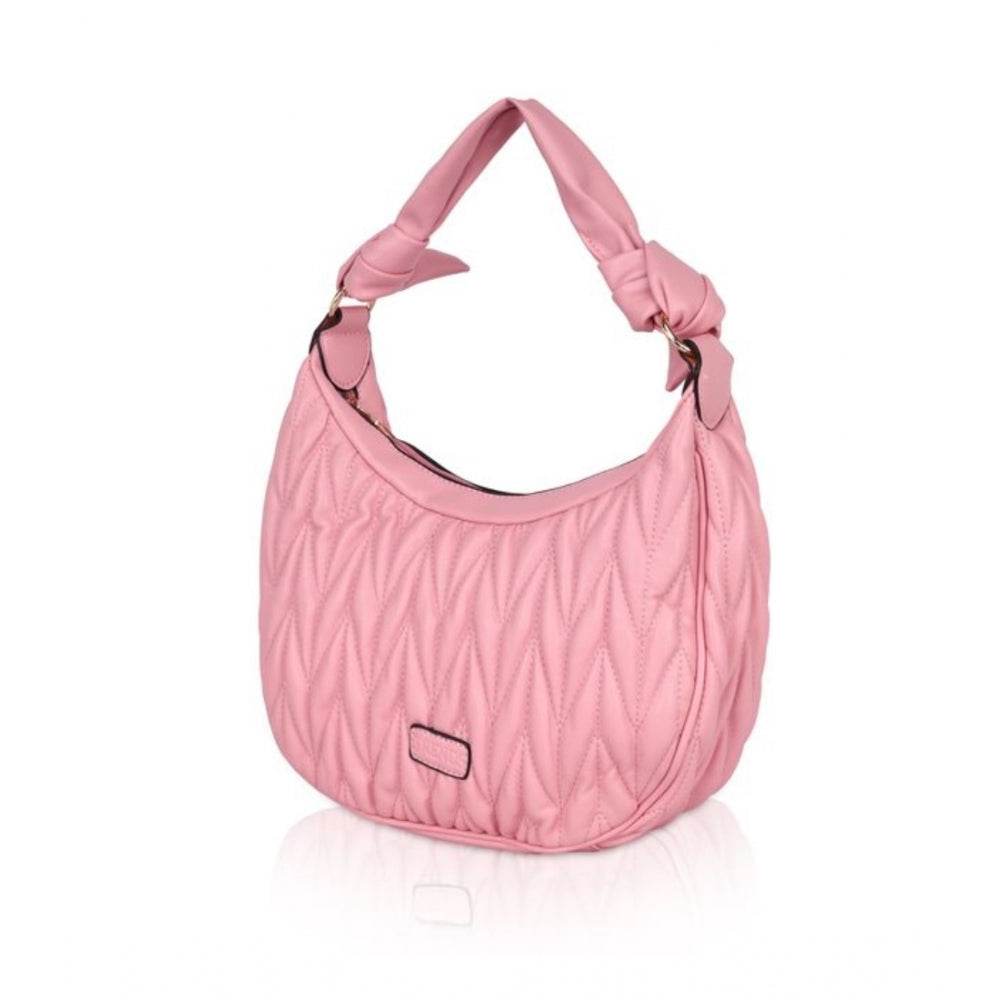 Generic Women's Faux Leather Textured Handbag (Pink) - MYLUXURY LANE ENTERPRISE