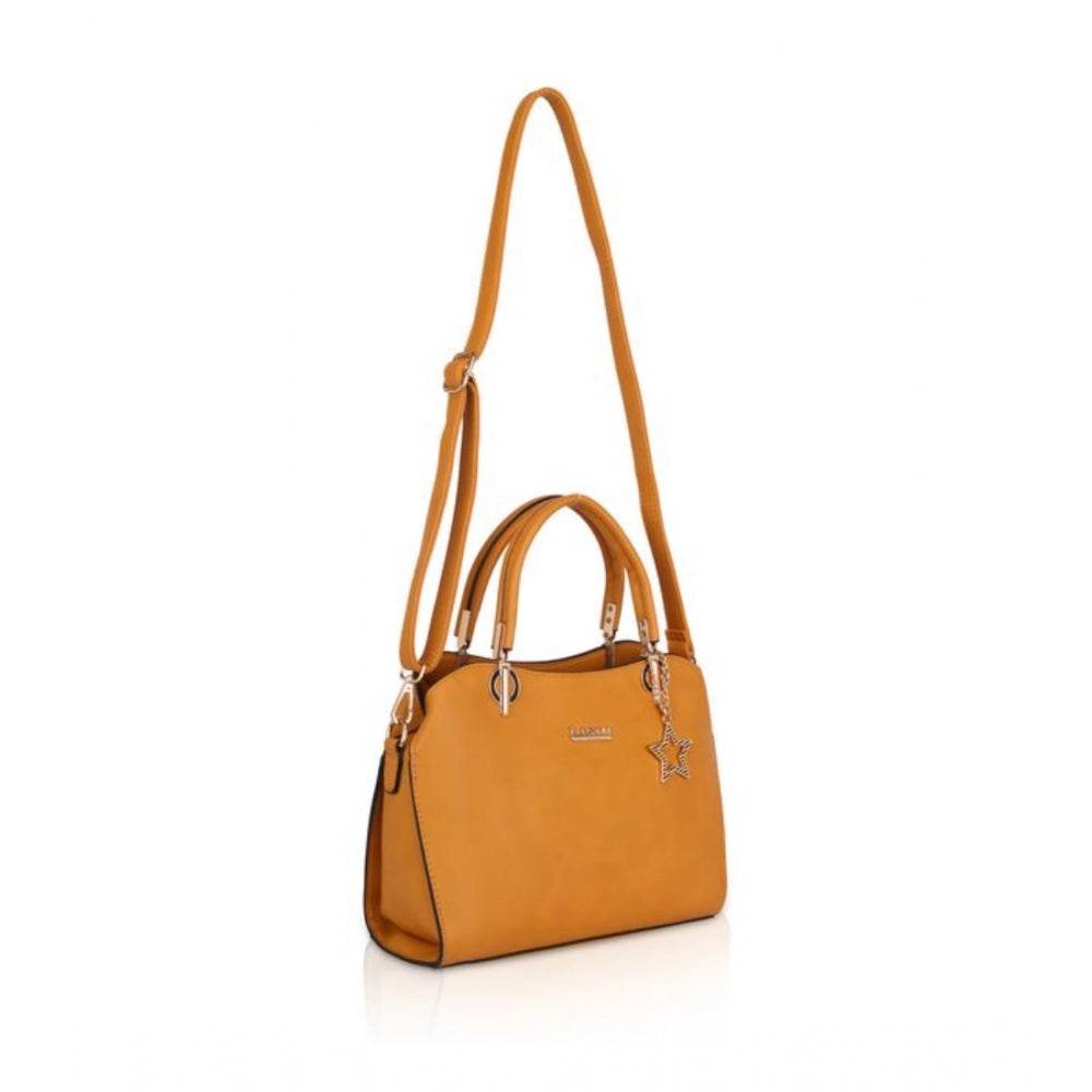 Generic Women's Faux Leather Solid Handbag (Yellow) - MYLUXURY LANE ENTERPRISE