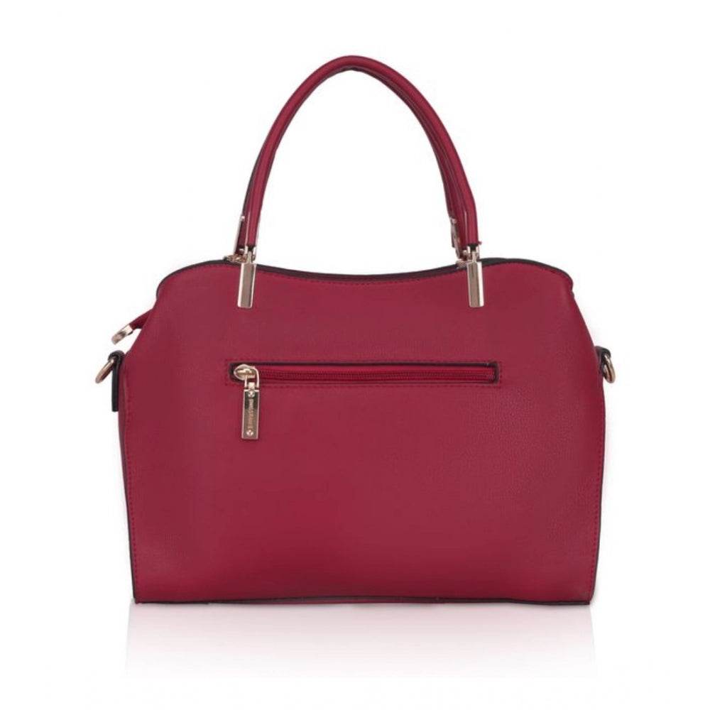 Generic Women's Faux Leather Solid Handbag (Maroon) - MYLUXURY LANE ENTERPRISE