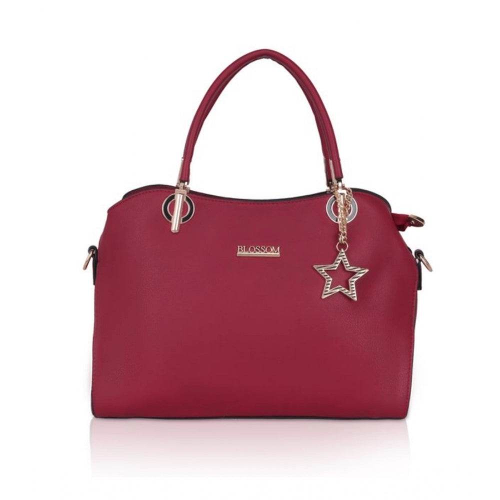 Generic Women's Faux Leather Solid Handbag (Maroon) - MYLUXURY LANE ENTERPRISE