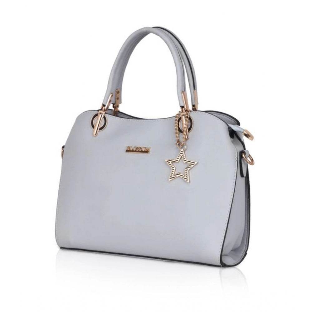 Generic Women's Faux Leather Solid Handbag (Blue) - MYLUXURY LANE ENTERPRISE