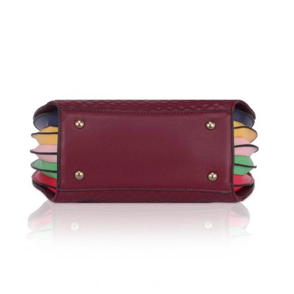 Generic Women's Faux Leather Printed Adjustable Long Belt Handbag (Maroon) - MYLUXURY LANE ENTERPRISE