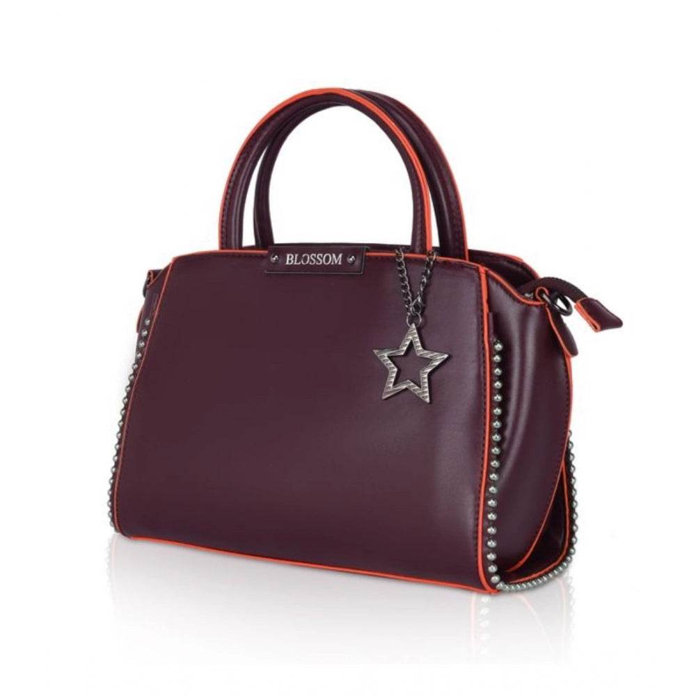 Generic Women's Faux Leather Metal Beads Handbag (Wine Red) - MYLUXURY LANE ENTERPRISE
