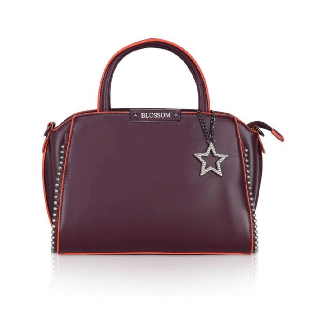 Generic Women's Faux Leather Metal Beads Handbag (Wine Red) - MYLUXURY LANE ENTERPRISE