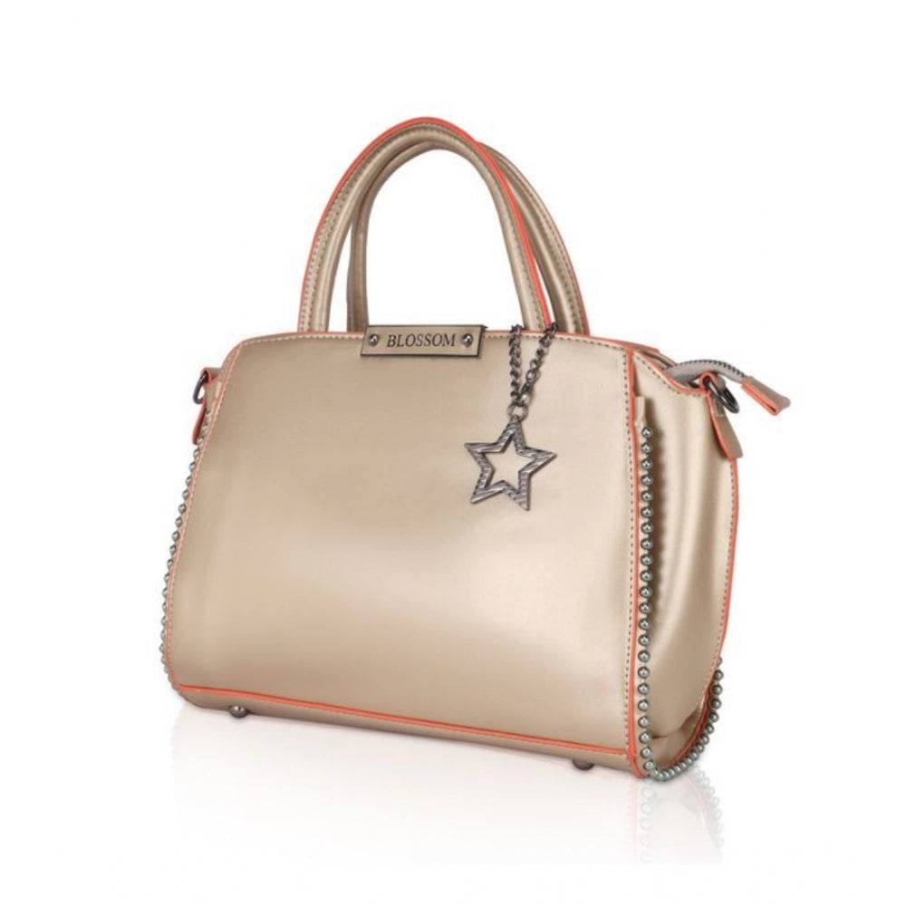 Generic Women's Faux Leather Metal Beads Handbag (Gold) - MYLUXURY LANE ENTERPRISE