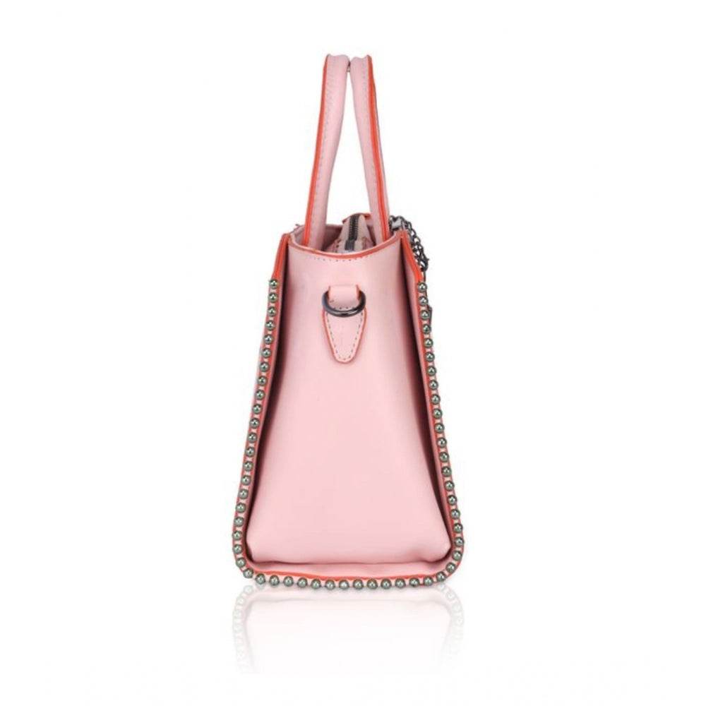 Generic Women's Faux Leather Metal Beads Handbag (Pink) - MYLUXURY LANE ENTERPRISE