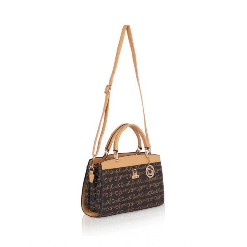Generic Women's Faux Leather Printed Handbag (Camel) - MYLUXURY LANE ENTERPRISE