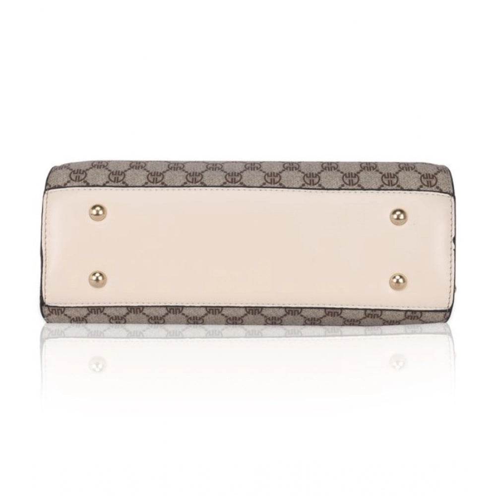 Generic Women's Faux Leather Printed Handbag (Beige) - MYLUXURY LANE ENTERPRISE