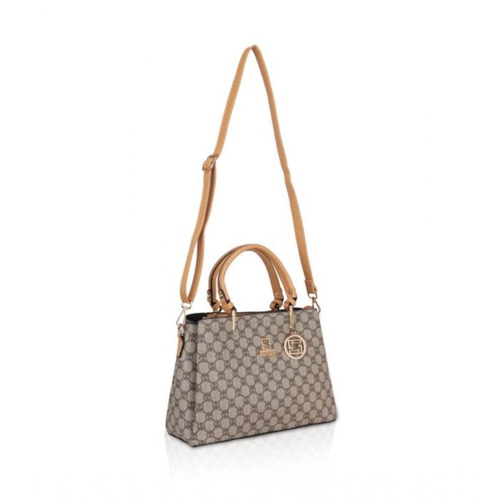 Generic Women's Faux Leather Printed Handbag (Camel) - MYLUXURY LANE ENTERPRISE