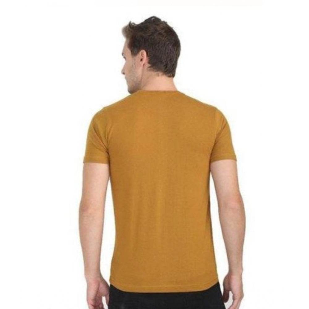 Generic Men's Casual Short Sleeves Cotton Round Neck T-shirt (Mustard) - MYLUXURY LANE ENTERPRISE