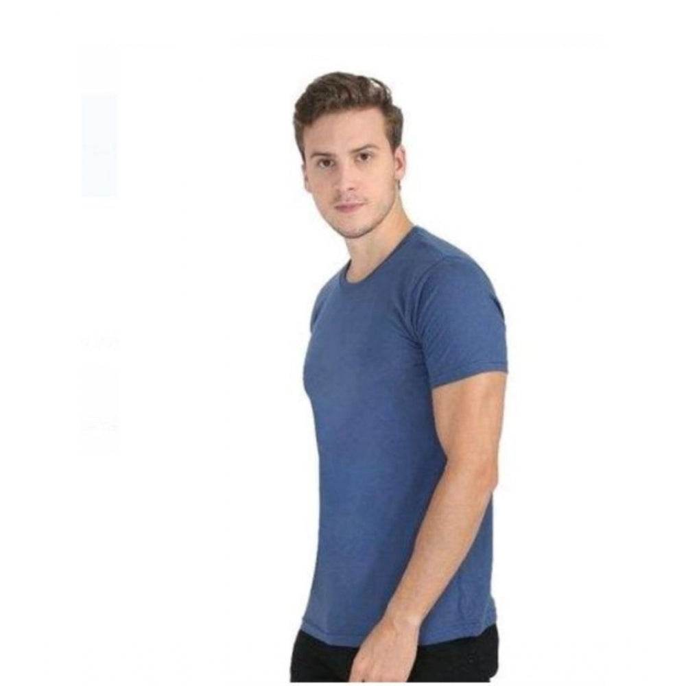 Generic Men's Casual Short Sleeves Cotton Round Neck T-shirt (Blue) - MYLUXURY LANE ENTERPRISE