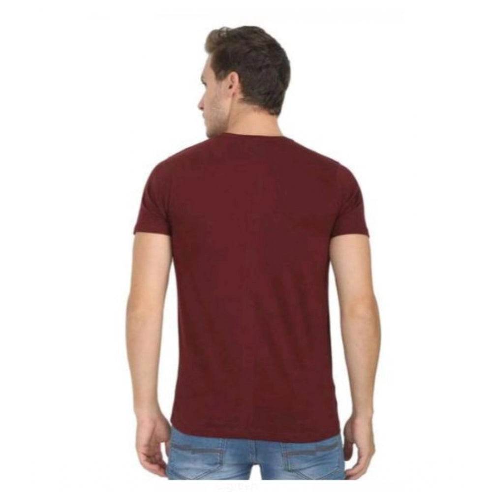 Generic Men's Casual Short Sleeves Cotton Round Neck T-shirt (Maroon) - MYLUXURY LANE ENTERPRISE