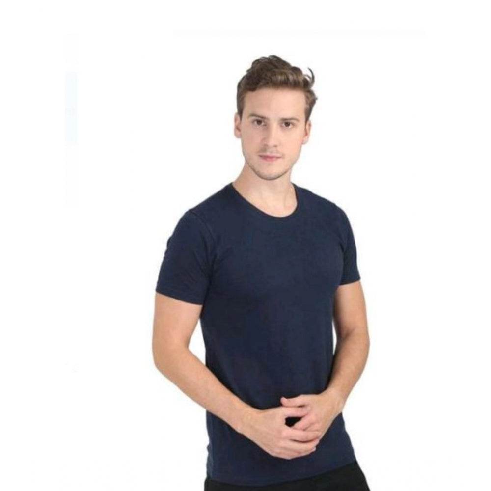 Generic Men's Casual Short Sleeves Cotton Round Neck T-shirt (Navy blue) - MYLUXURY LANE ENTERPRISE