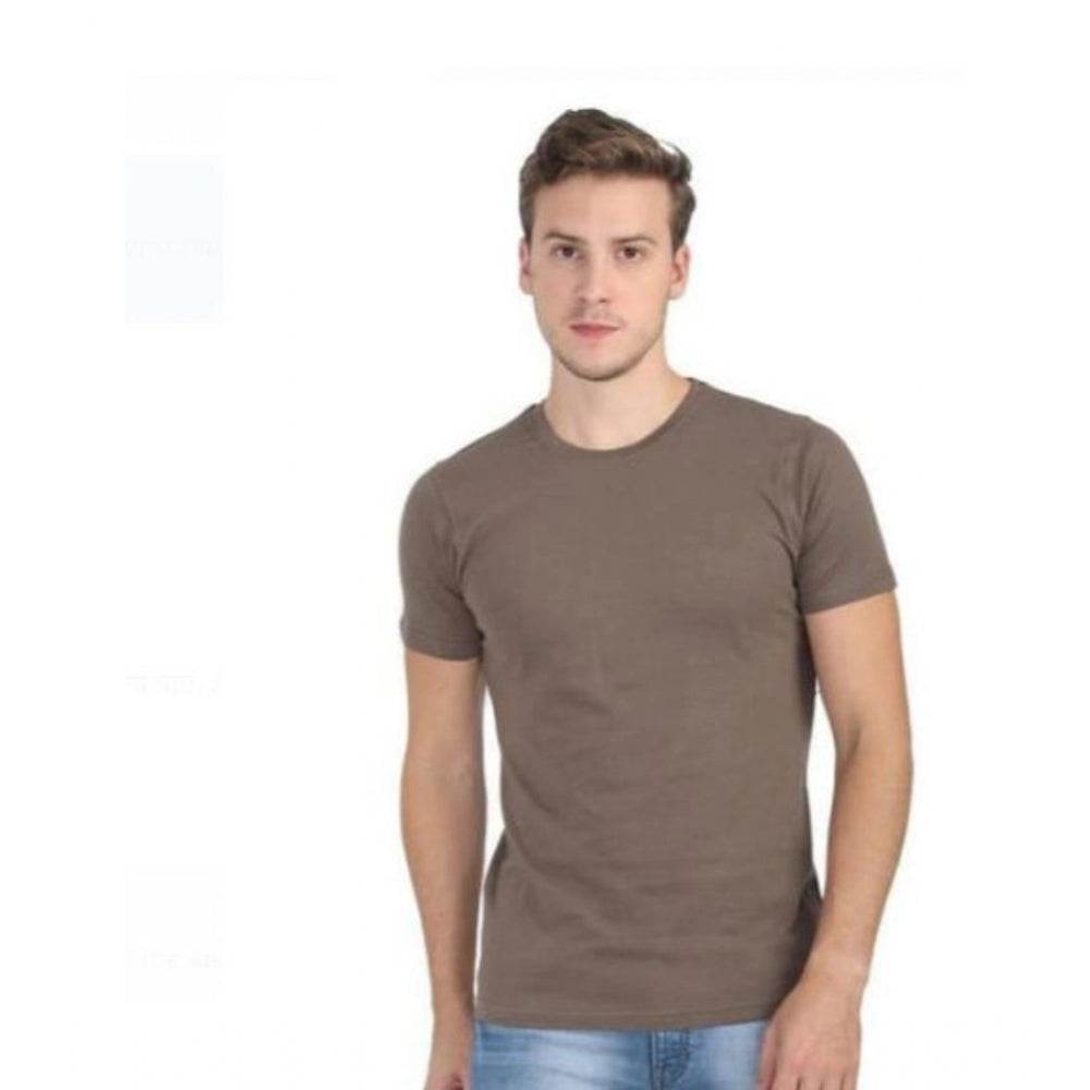 Generic Men's Casual Short Sleeves Cotton Round Neck T-shirt (Khaki) - MYLUXURY LANE ENTERPRISE