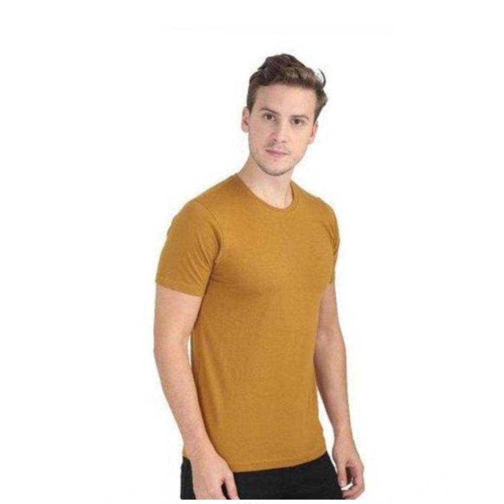 Generic Men's Casual Short Sleeves Cotton Round Neck T-shirt (Mustard) - MYLUXURY LANE ENTERPRISE