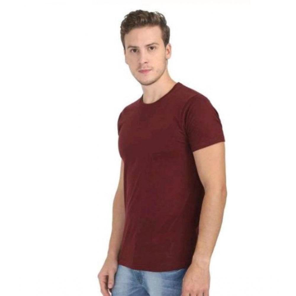 Generic Men's Casual Short Sleeves Cotton Round Neck T-shirt (Maroon) - MYLUXURY LANE ENTERPRISE