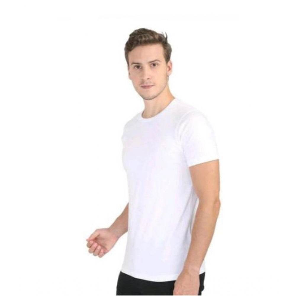 Generic Men's Casual Short Sleeves Cotton Round Neck T-shirt (White) - MYLUXURY LANE ENTERPRISE